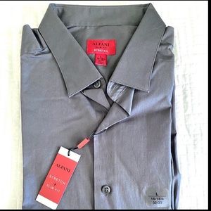 Grey - Alfani Stretch Slim Fit Dress Shirt - L